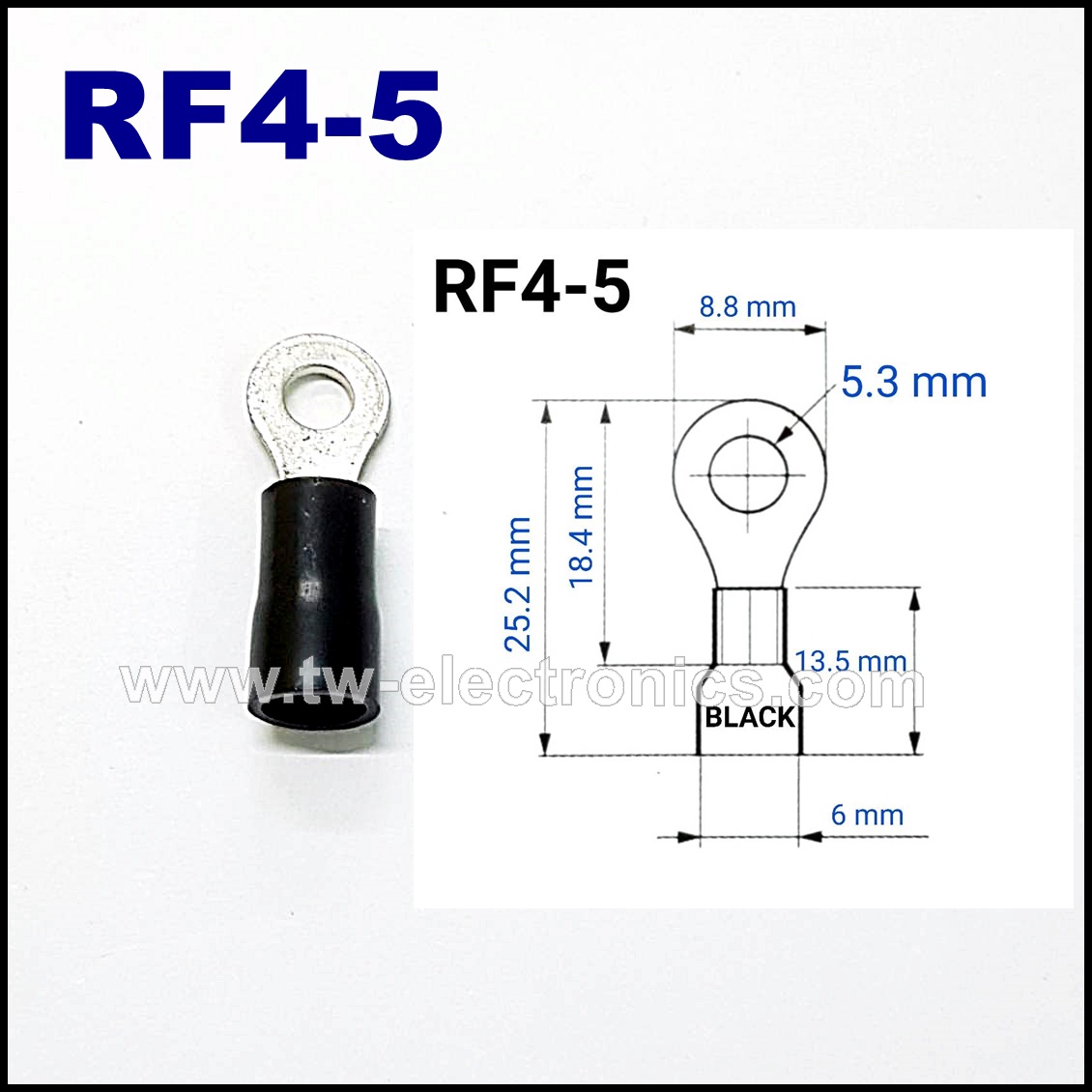 หางปลากลม หุ้ม(สีดำ) T-LUG / RF4-5