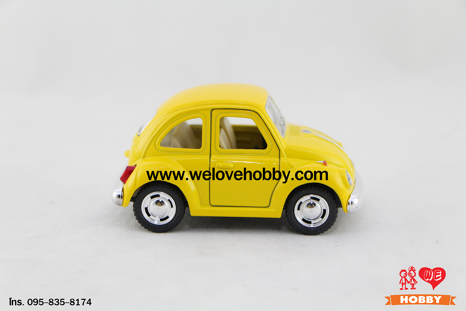 โมเดลรถคลาสสิค 1967 Volkswagen Classical Beetle ไซส์เล็ก สีเหลือง