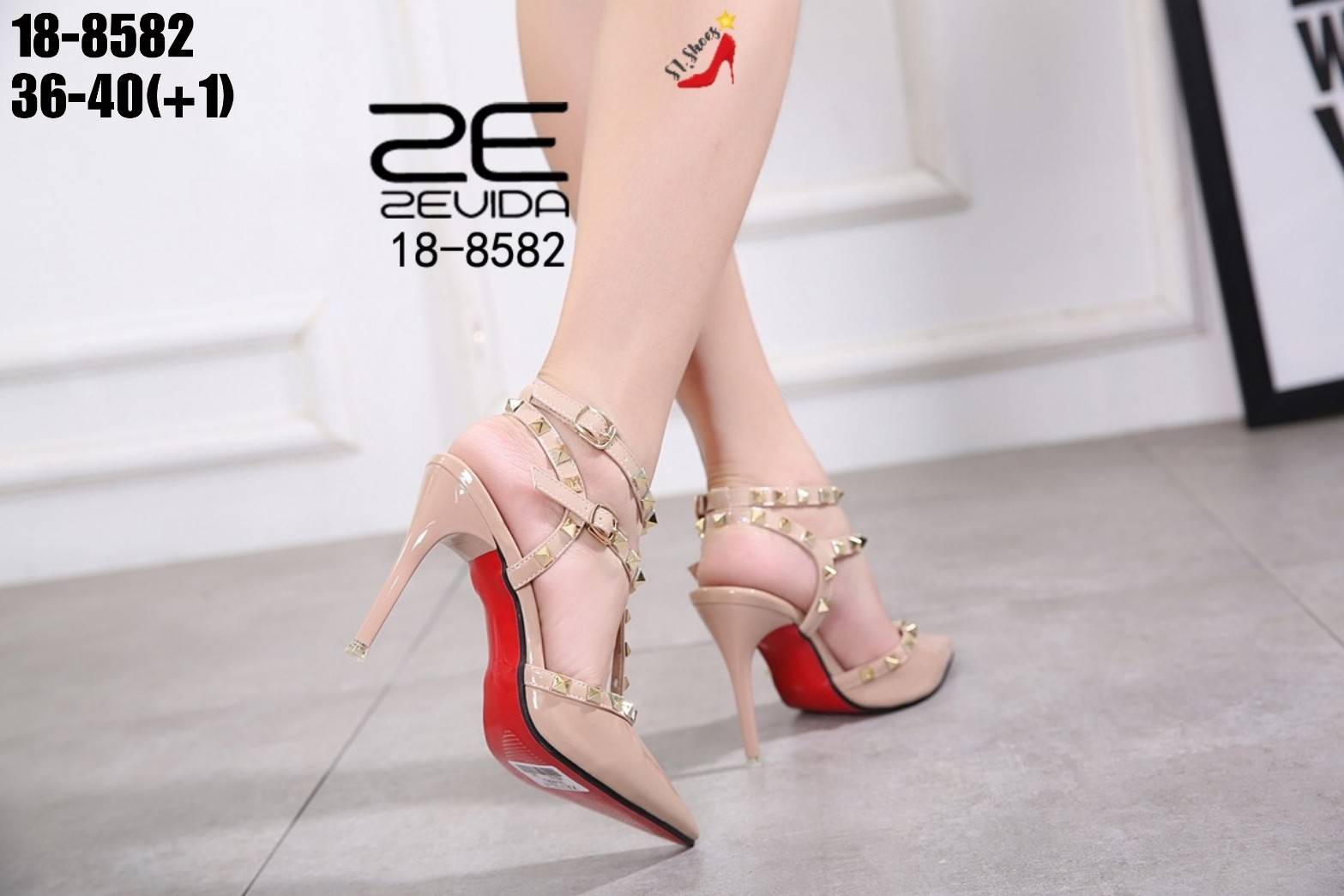 รองเท้าส้นสูงเปิดท้าย Style Valentino (สีชมพู)