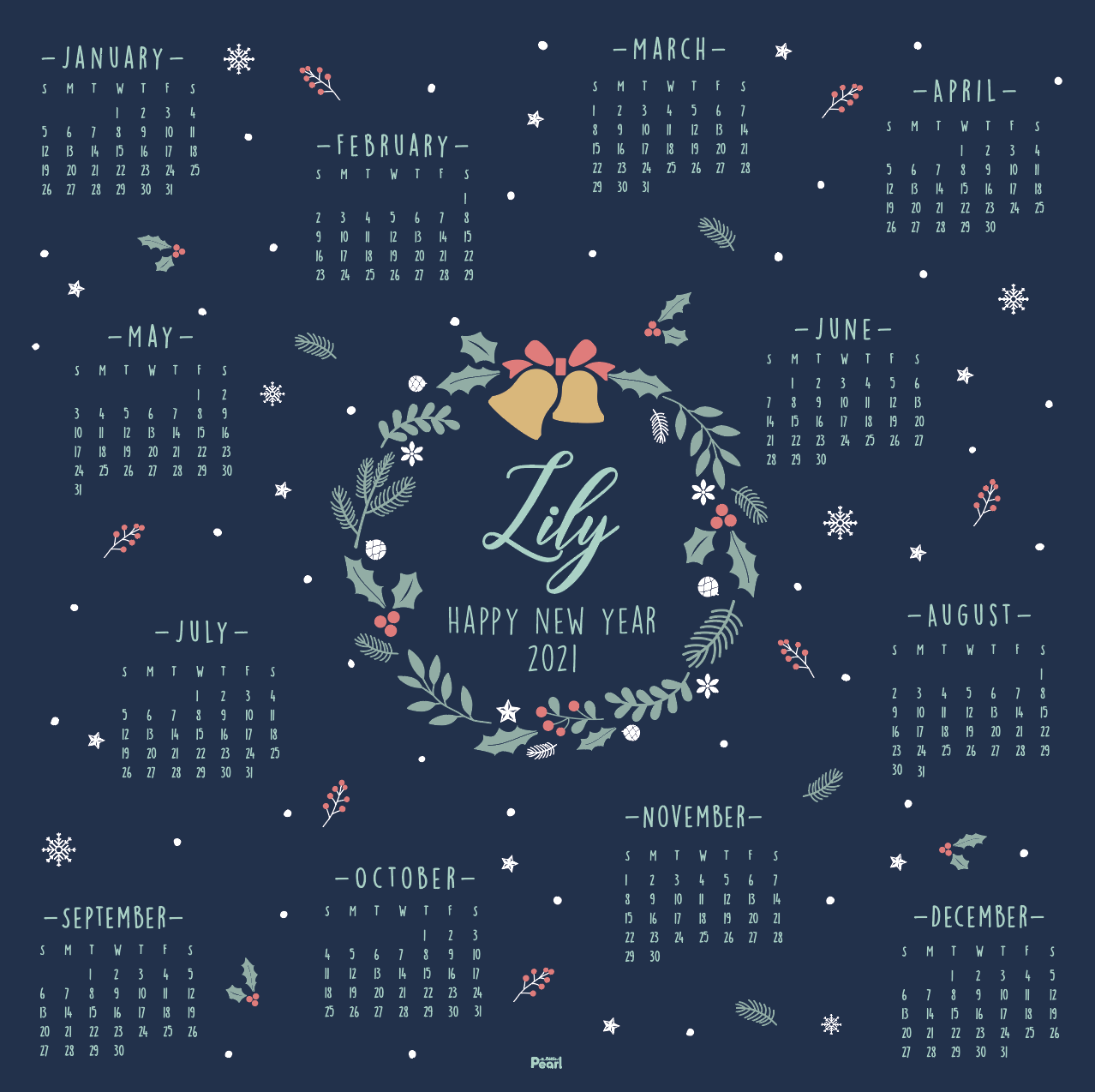 ผ้าพันคอ ลาย Christmas - Calendar - Navy