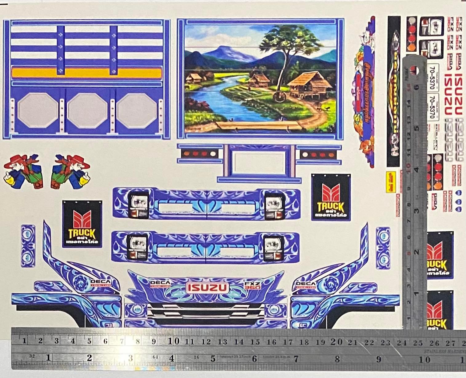 สติ๊กเกอร์ลายหัวโมเดลรถบรรทุก ISUZU 360 1/24 ติดรถของเล่น แต่งรถสิบล้อจำลอง sticker for truck scale สติ๊กเกอร์หม่ำโมเดล
