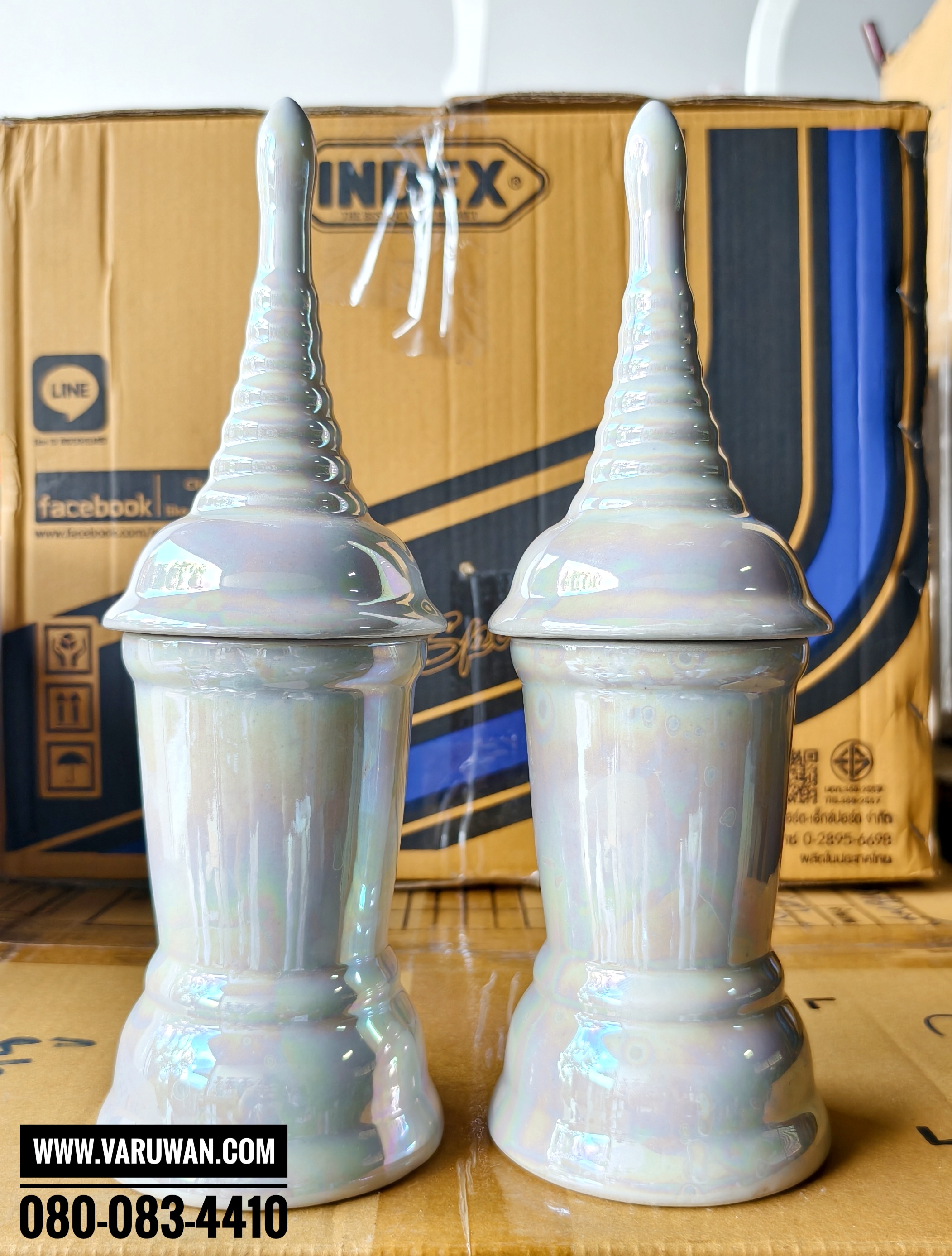 โกศเซรามิก สีขาวมุก (บรรจุ 5 ใบ)