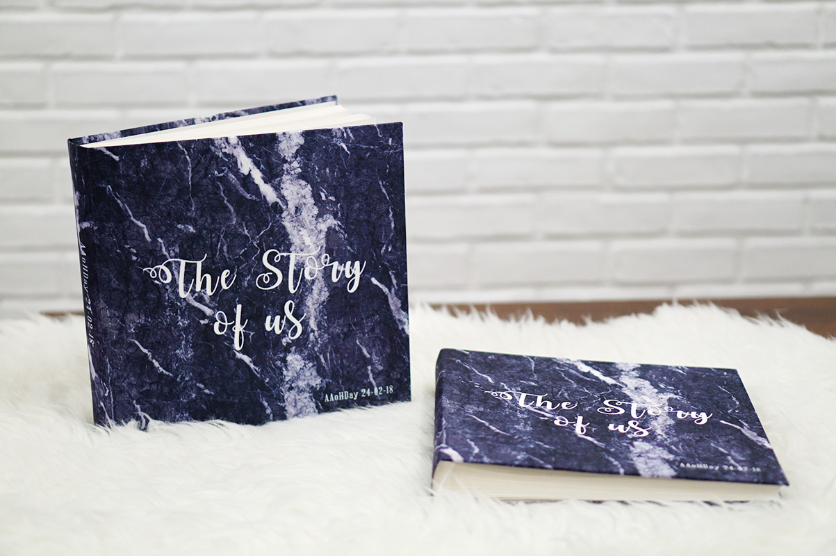 สมุดเซ็น สมุดอวยพร ขนาด 60 หน้า แบบสั่งทำใส่ชื่อ ลายหินอ่อนสีกรม - Navy Marble
