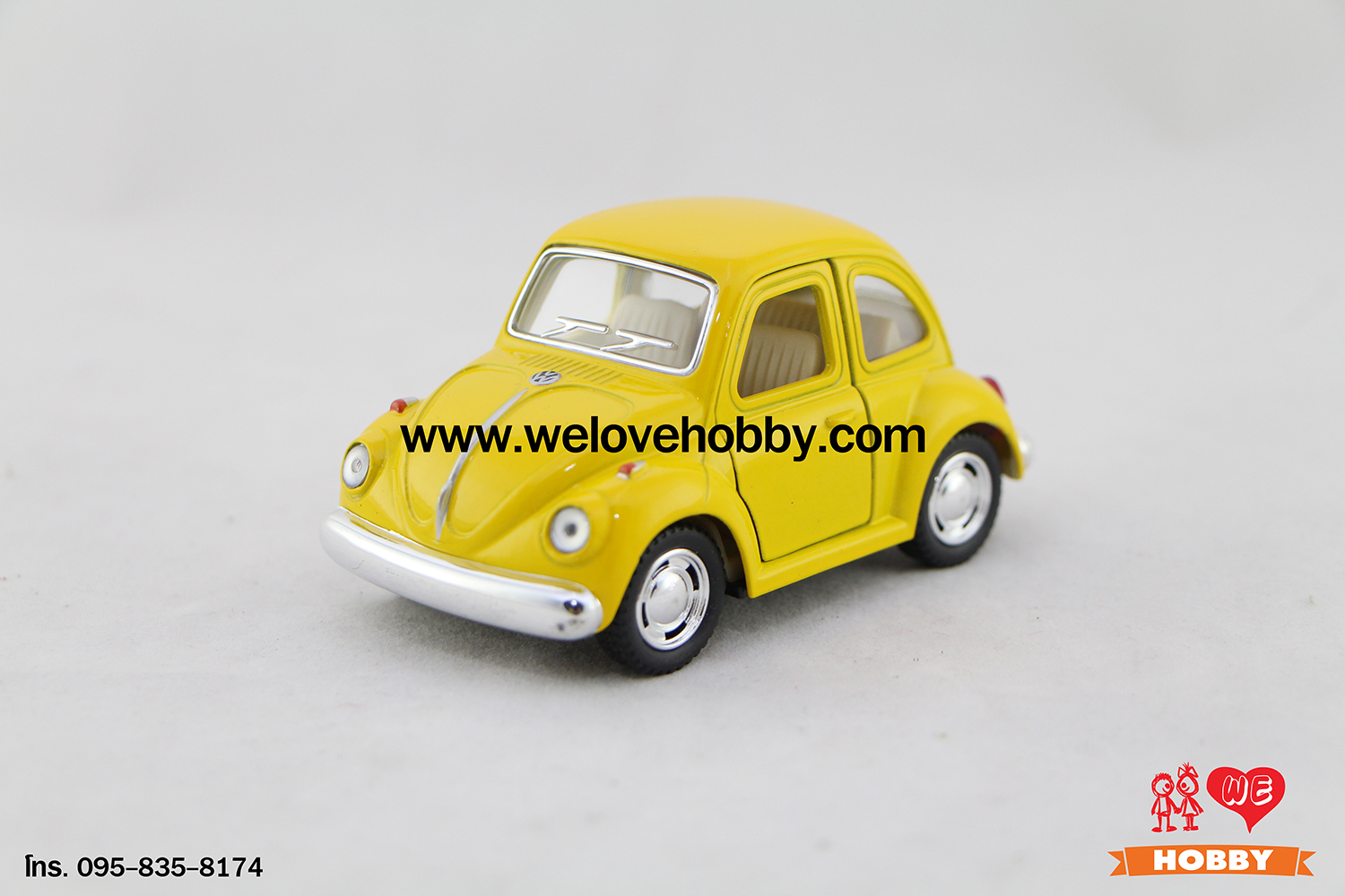 โมเดลรถคลาสสิค 1967 Volkswagen Classical Beetle ไซส์เล็ก สีเหลือง