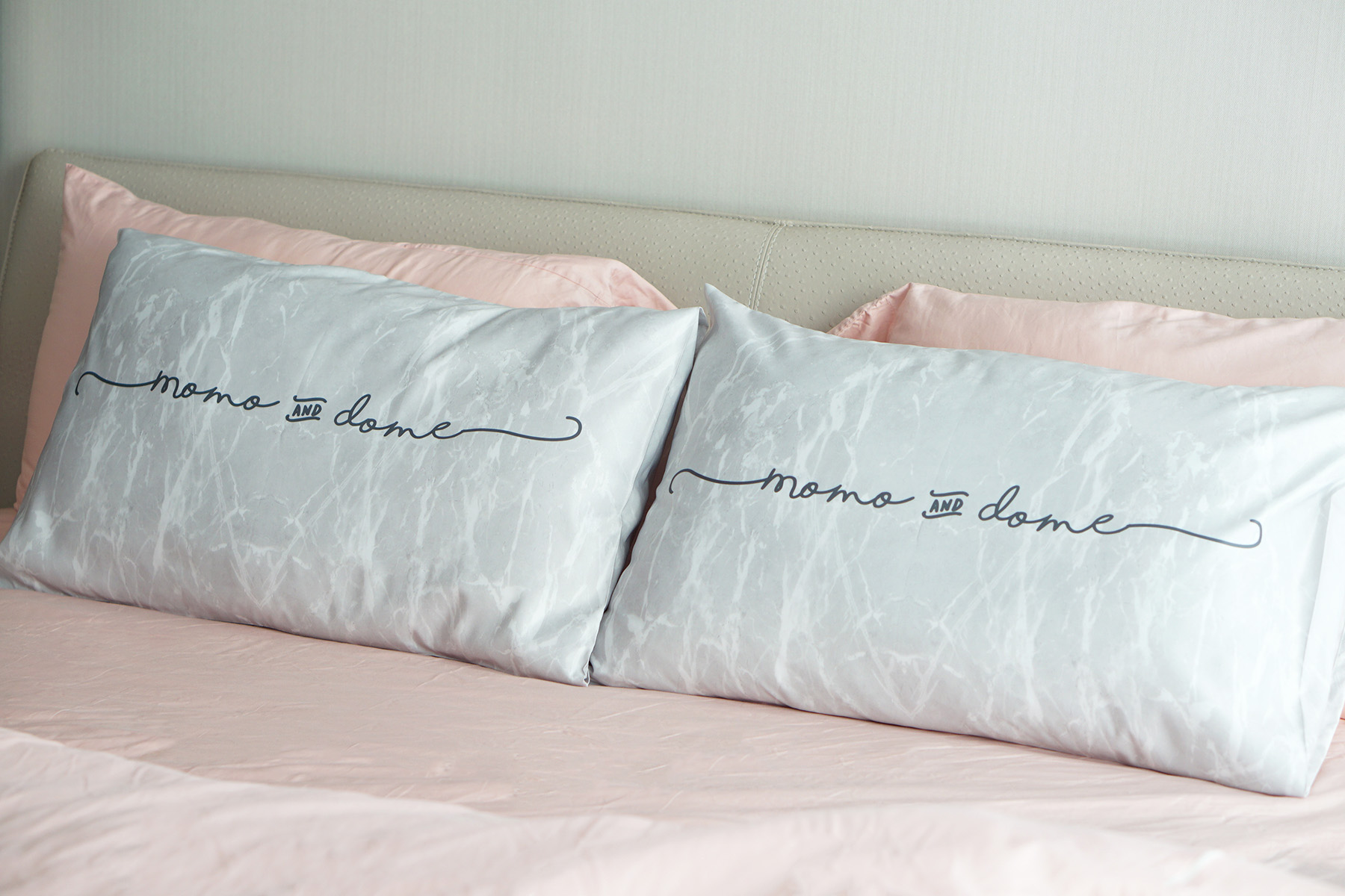 ปลอกหมอนหนุนคู่ลายหินอ่อน สีเทา - Name 07 - Grey