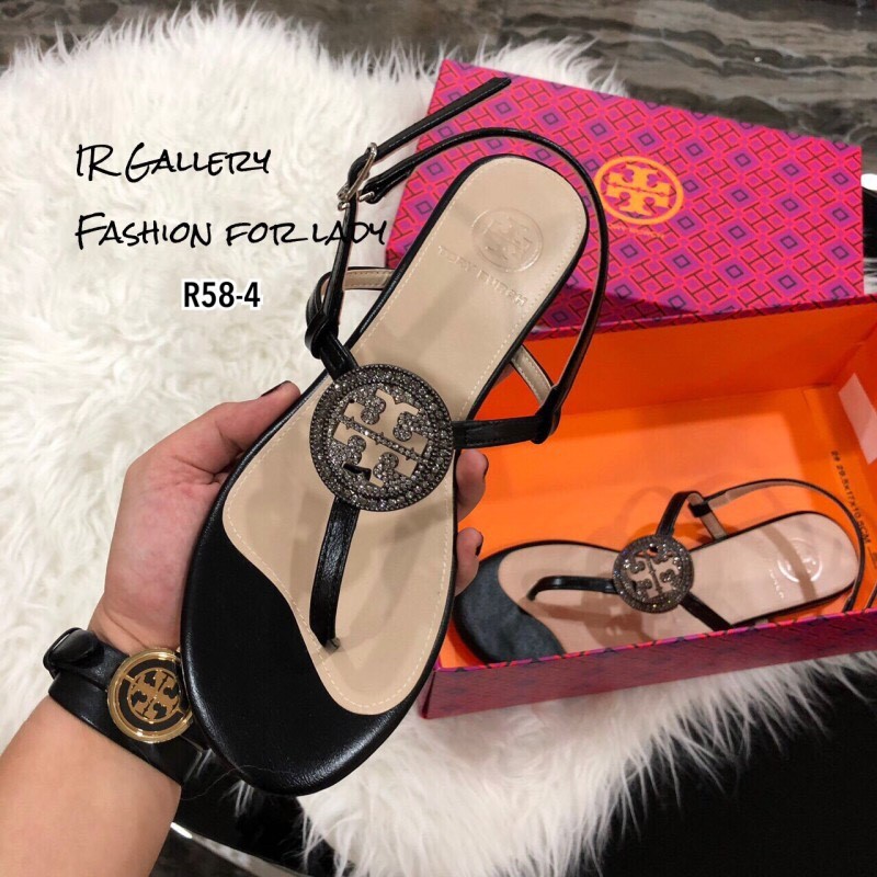 รองเท้าแคะ Style Tory Burch แต่งอะไหล่ (สีดำ)