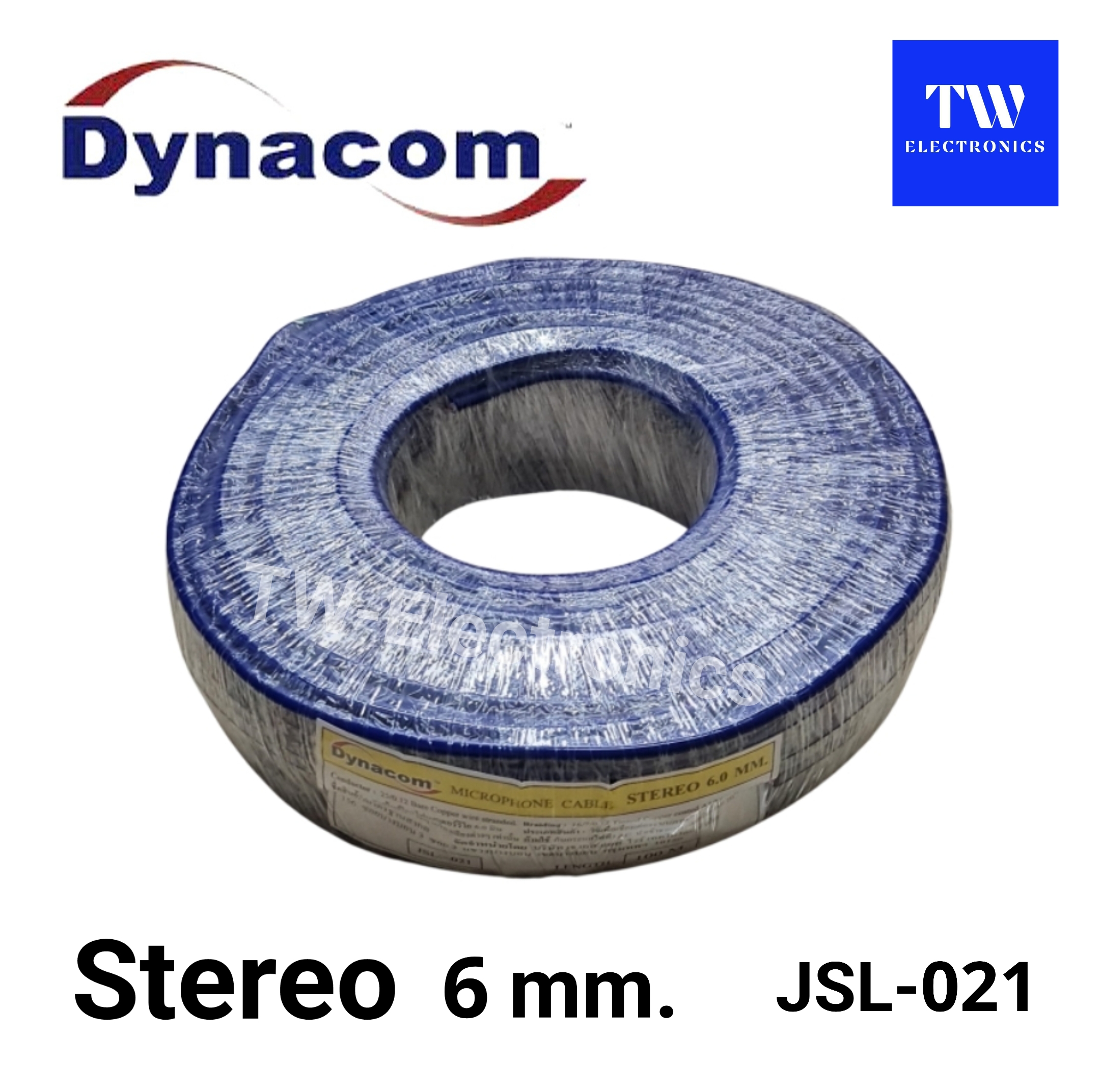 สายสัญญาณไมโครโฟน สเตอริโอ 6mm. (สีน้ำเงิน) Dynacom / JSL-021 (แบบม้วน 100 เมตร) สอบถาม-สั่งซื้อทางไลน์ID : tw28shop