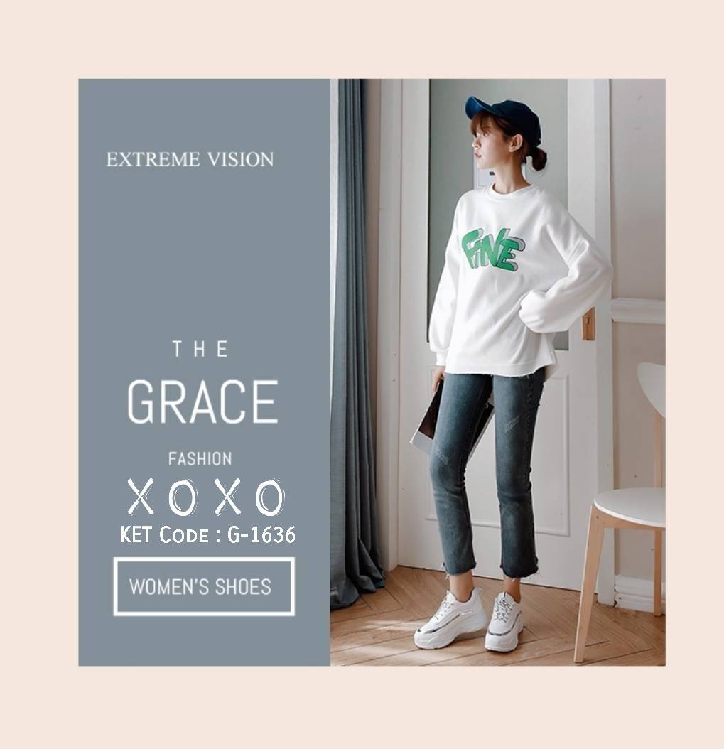 รองเท้าผ้าใบ Sport แต่งเชือกทูโทน (สีเงิน)