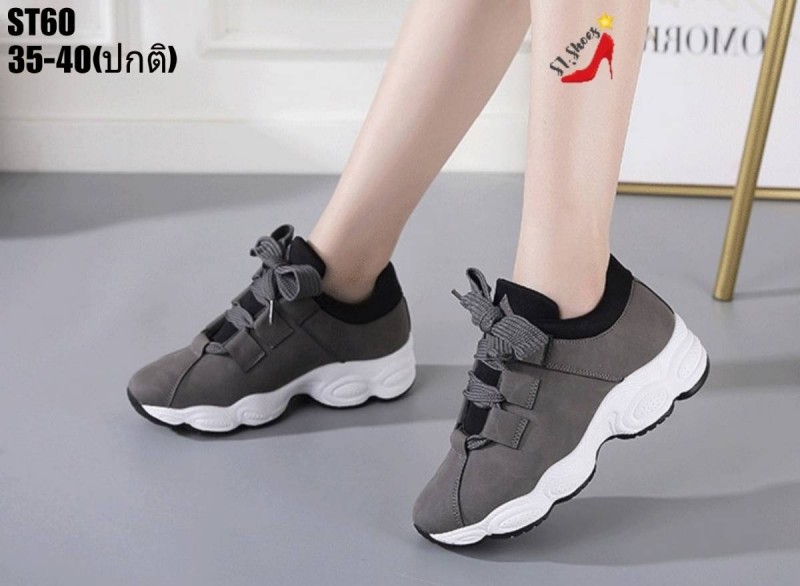 รองเท้าผ้าใบทรงSportหนังเทียม (สีชมพู)