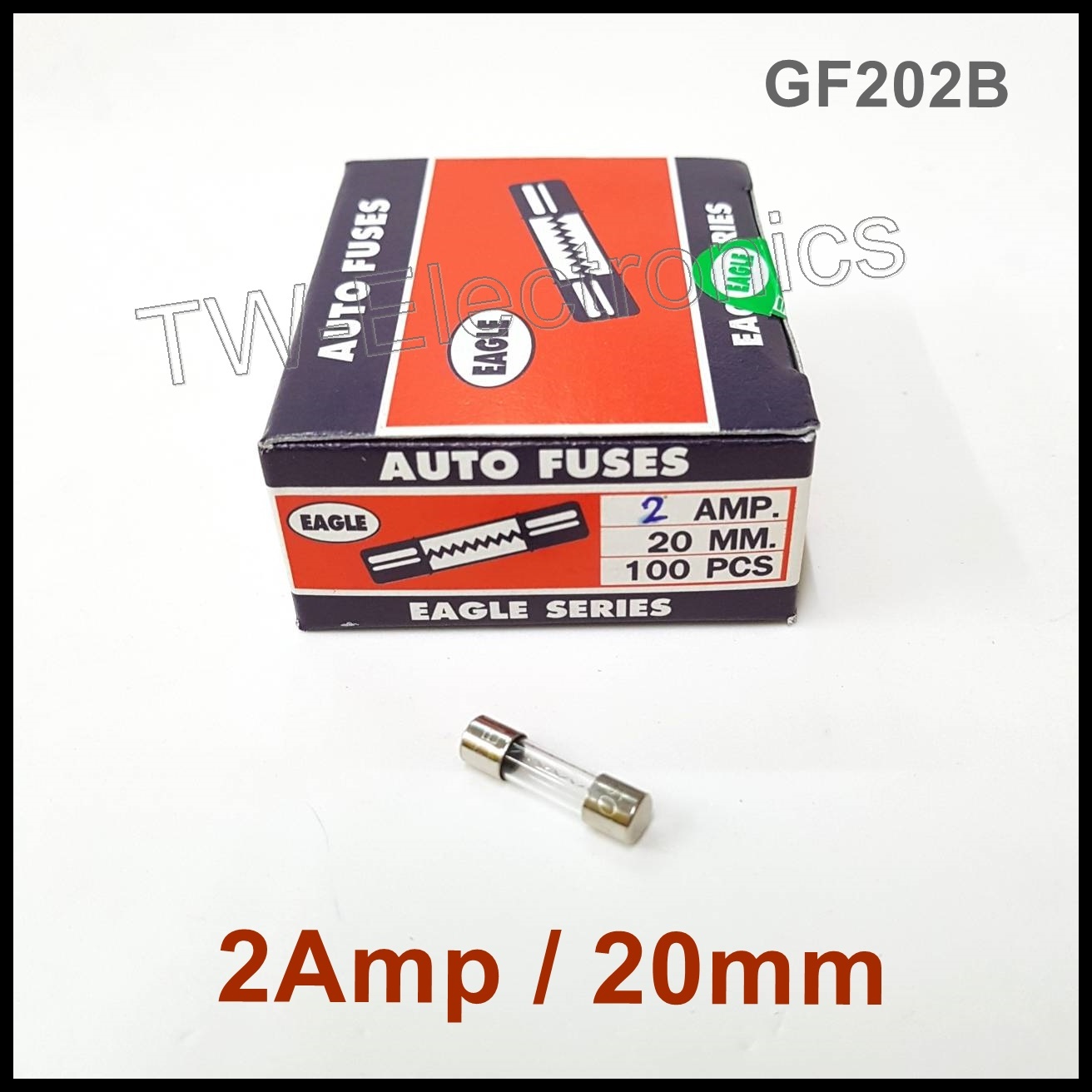 ฟิวส์แก้วสั้น 2Amp / 20mm (100หลอด)