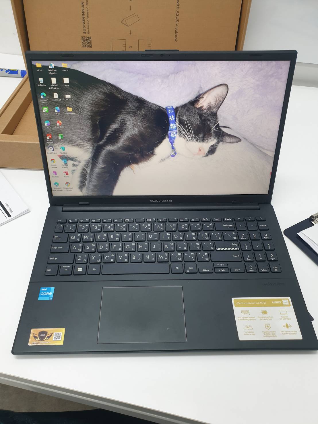 โน๊ตบุ๊ค Asus Vivibook Notebook i3 gen12 i3-N305 Ram 8GB m.2 512 ใหม่มากมีกล่องมีประกัน