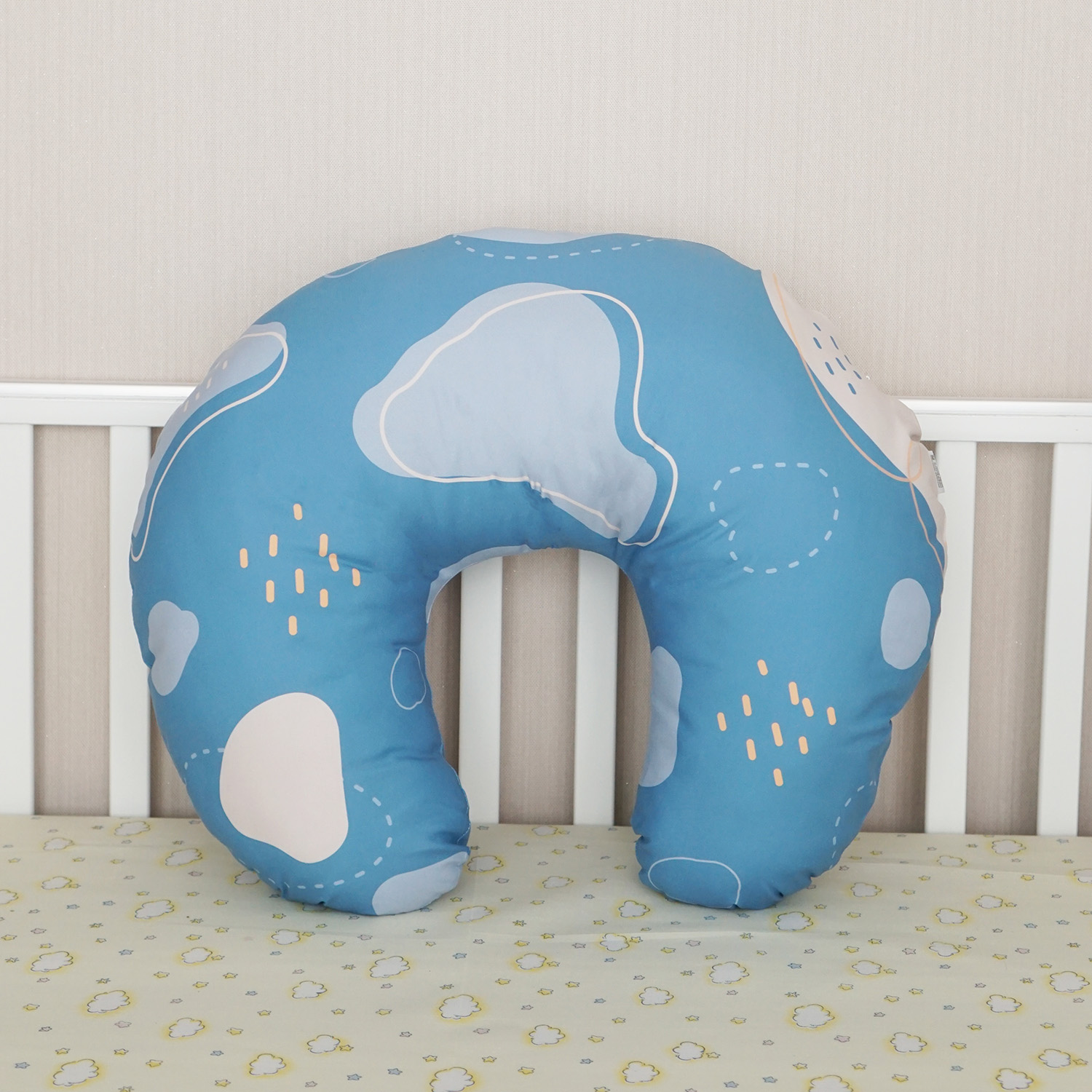 หมอนรองให้นม สั่งทำใส่ชื่อ ลาย Cow2 - Blue