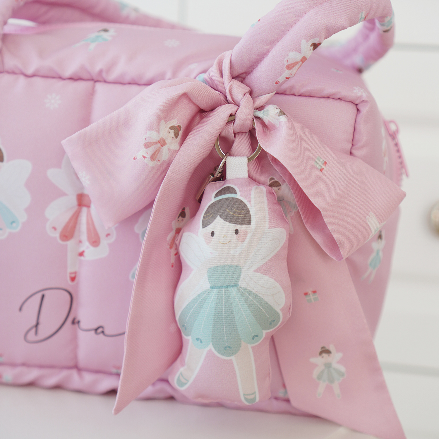 Fluffy Bowling Bag กระเป๋านุ่มนิ่ม ทรง Bowling สั่งทำใส่ข้อความ ลาย Sugar Plum Fairy - Pink