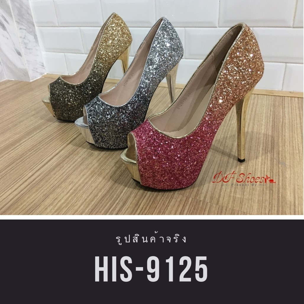 รองเท้าคัทชูส้นสูงกลิตเตอร์ (สีแดง)