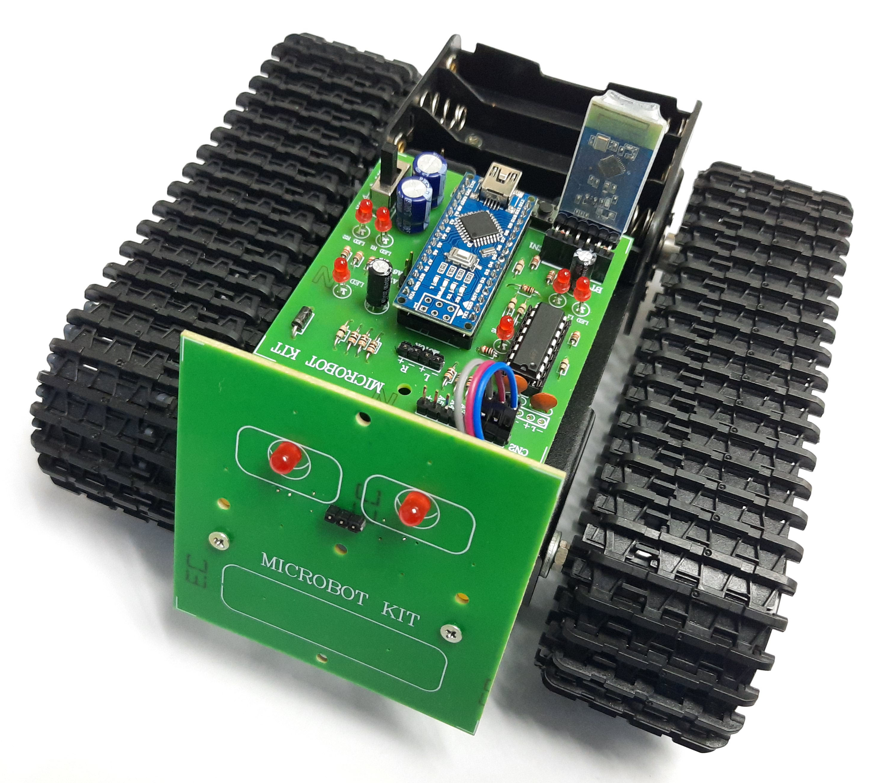 MB112 หุ่นยนต์ MICROBOT รถถังตีนตะขาบ เขียนโปรแกรมและควบคุมด้วย Bluetooth (ตัวถังโลหะ)