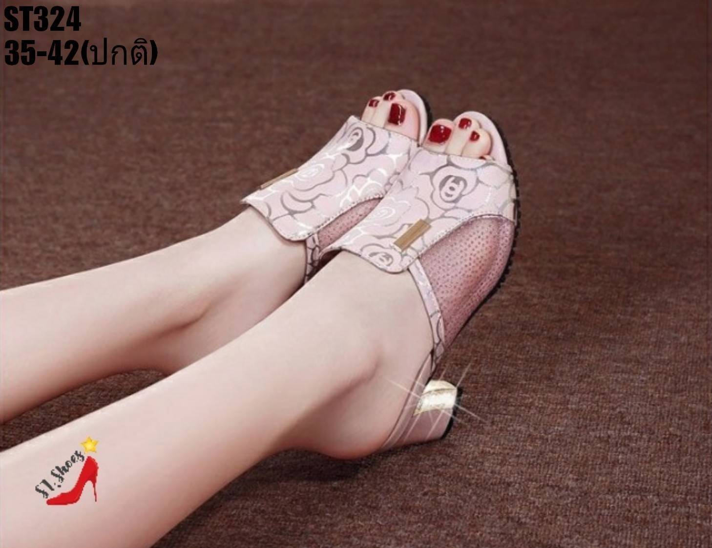 รองเท้าลำลองแ่ลายกุหลาบ (สีชมพู)