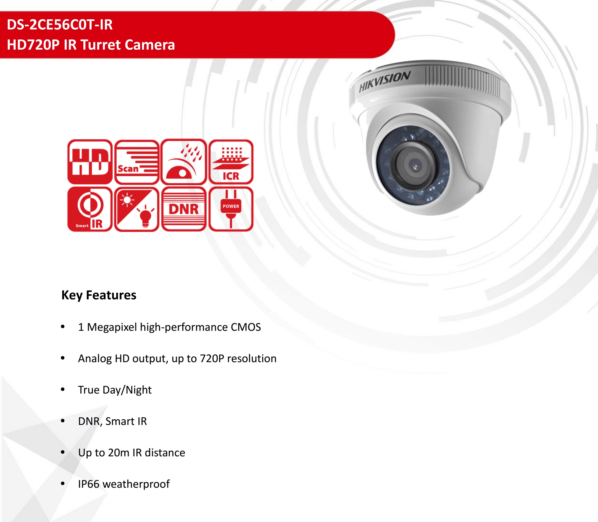 ขายถูก Hikvision Turbo HD 1MP DS-2CE56C0T-IR