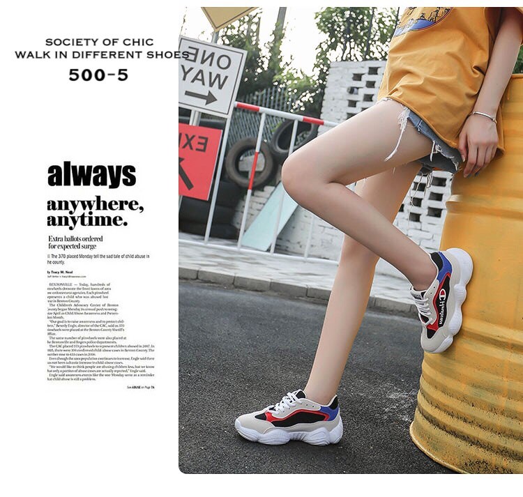 รองเท้าผ้าใบทรง Sportแต่งลายแฟชั่นพาสเทล (สีแดง)