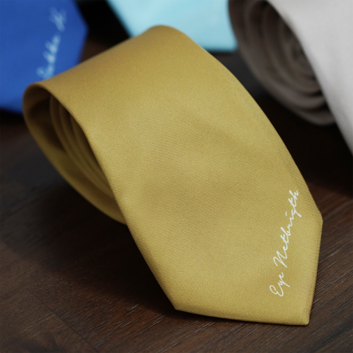 เนคไท สั่งทำใส่ชื่อ ขนาด 3" - Minimal - Mustard