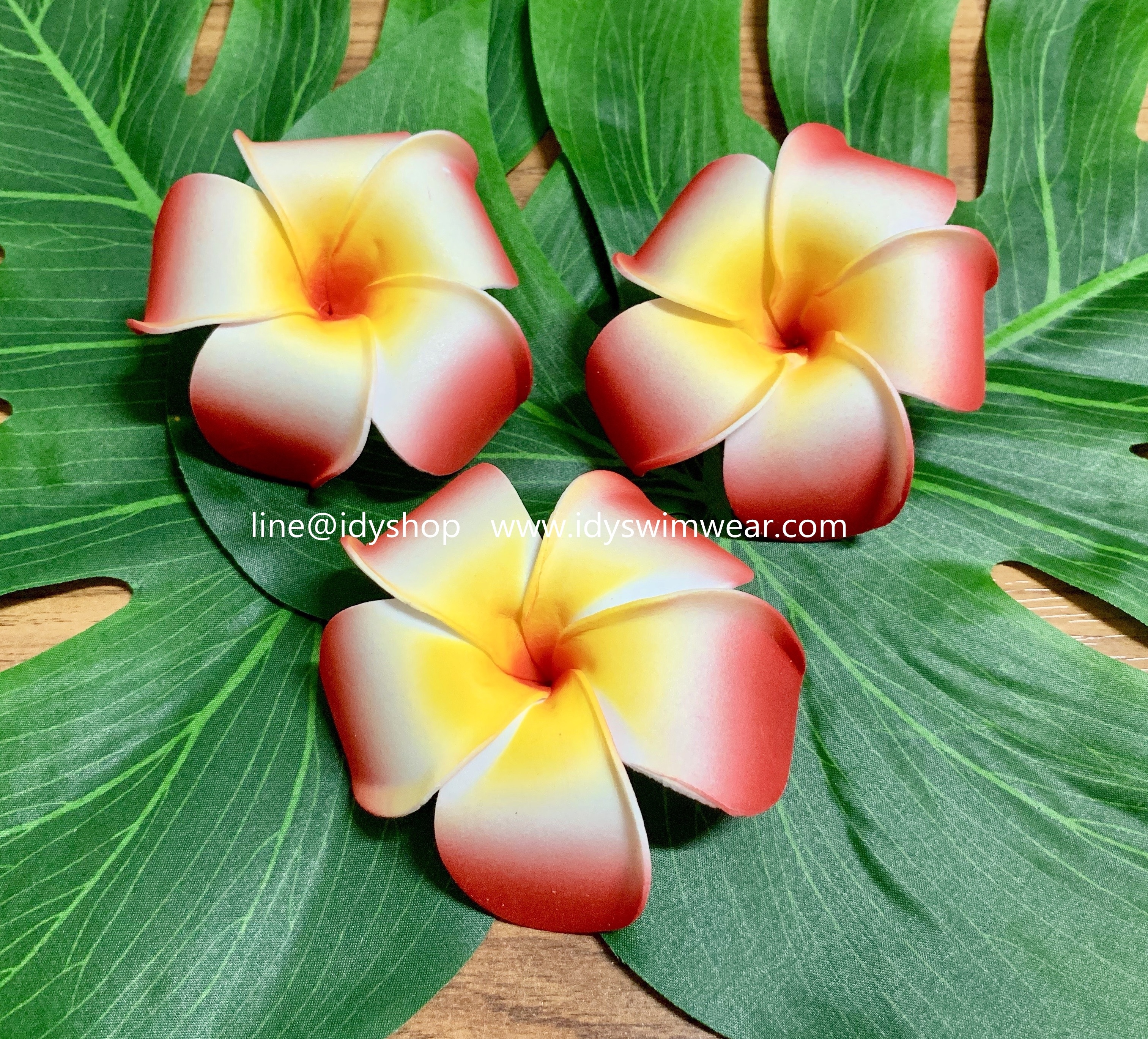 Set 3 ดอก กิ๊บติดผม plumeria กิ๊บ ดอกไม้ ดอกลีลาวดี เกาหลี ขนาด 9 เซนติเมตร สีแดง