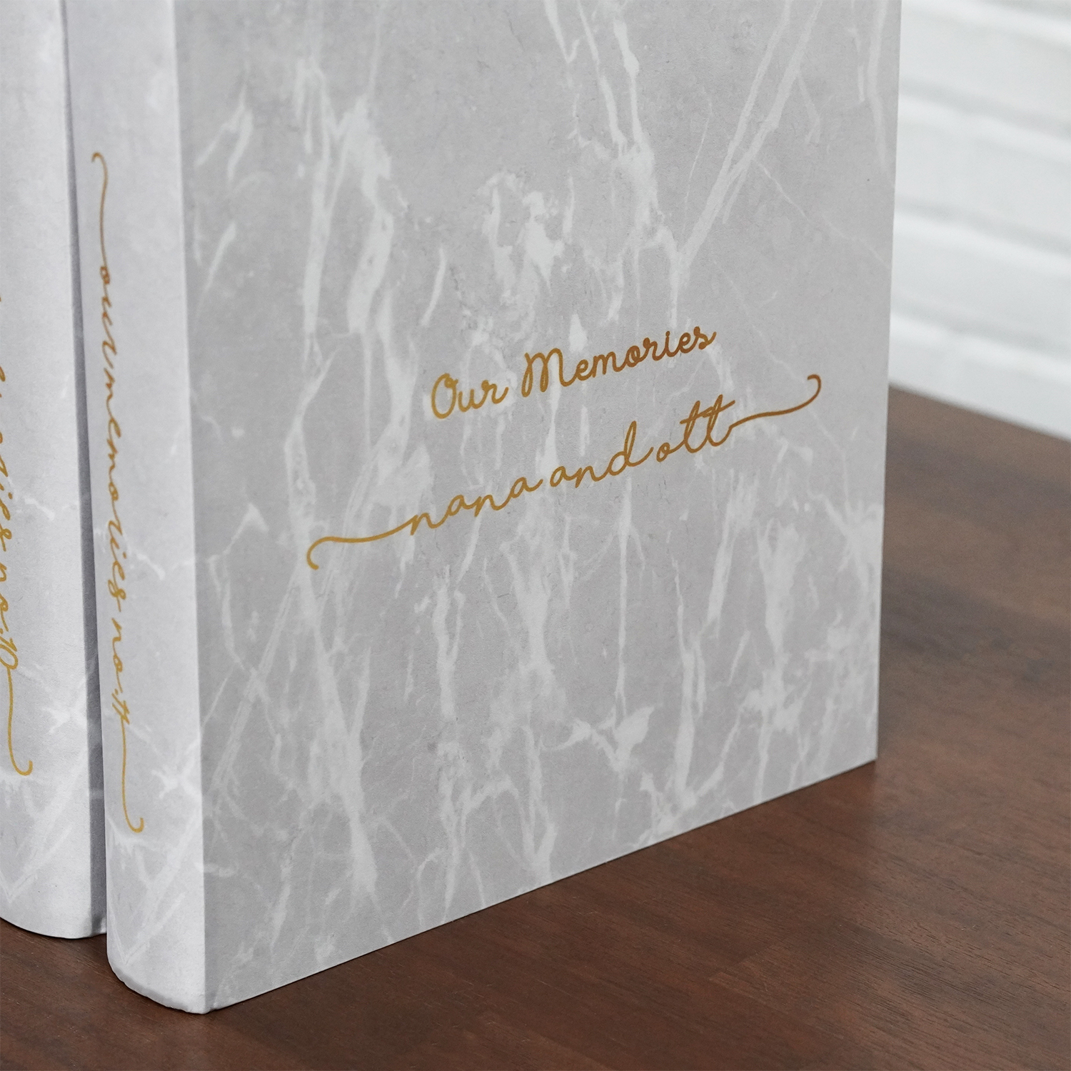 อัลบั้มสั่งทำใส่ชื่อ ลายหินอ่อนสีเทา - Grey Marble - Gold