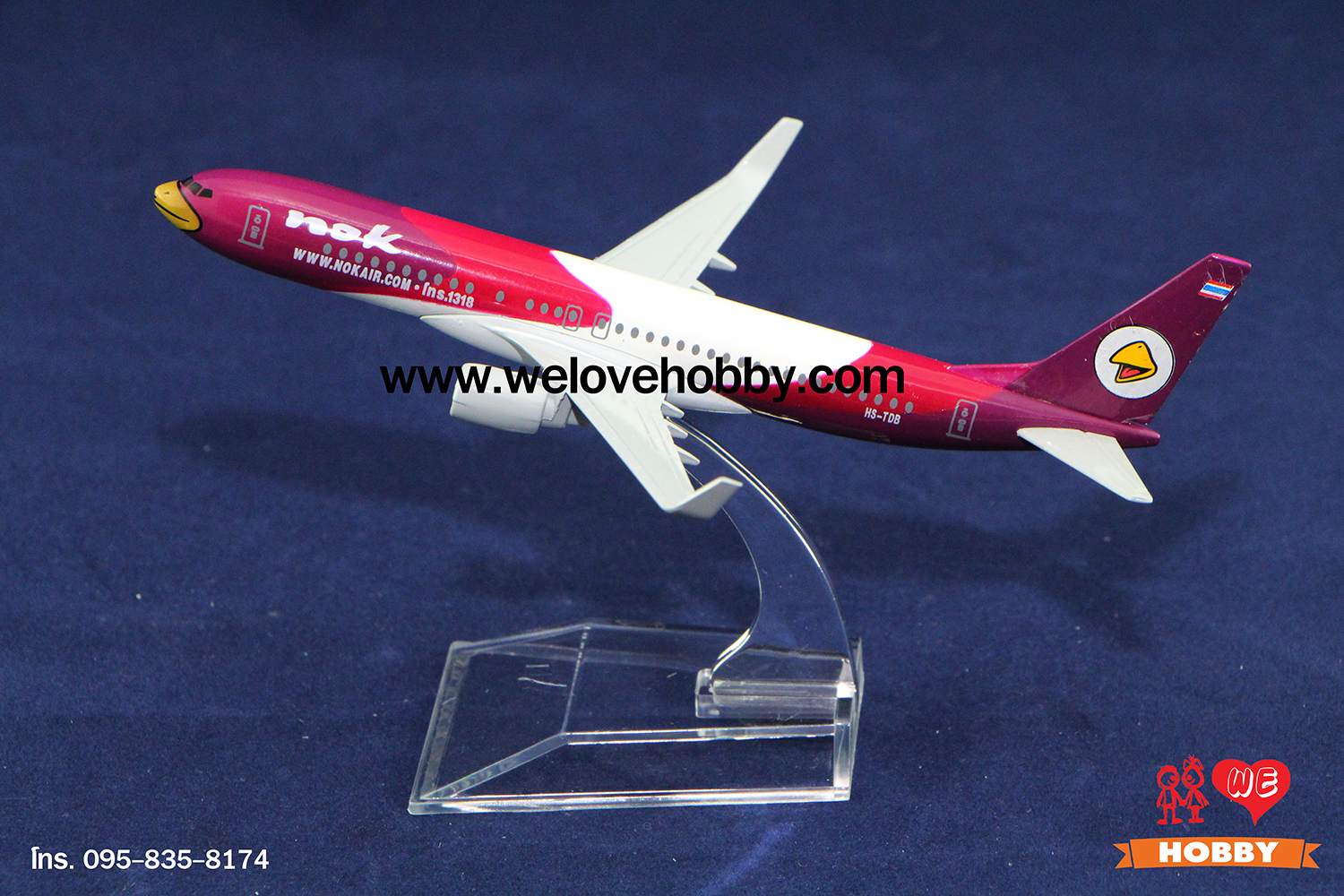 โมเดลเครื่องบิน นกแอร์ Nok Air (Boeing737) สีม่วง-ขาว ประเทศไทย
