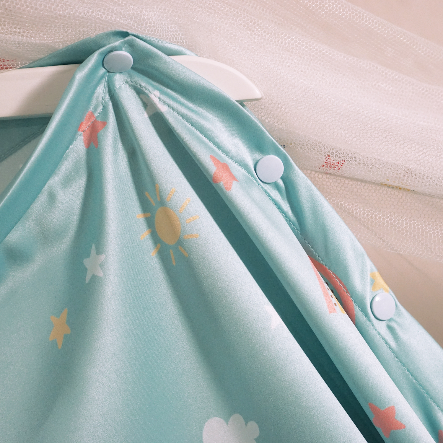 ผ้าคลุมให้นม 3in1 (รุ่นมีกระดุม ถอดโครงได้) แบบสั่งทำใส่ชื่อ ลาย Tiger - Mint