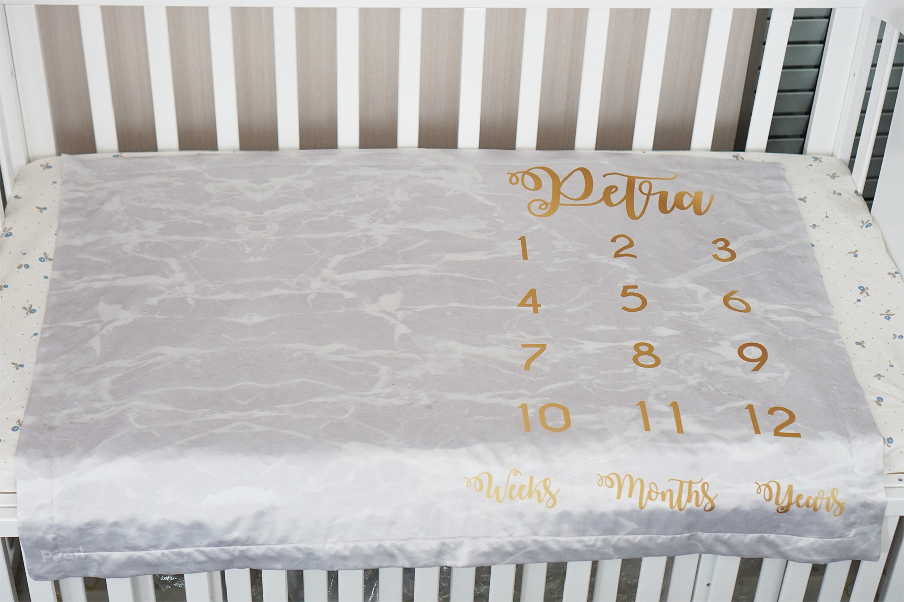 ผ้าห่ม Milestone ลาย Grey Marble - Gold