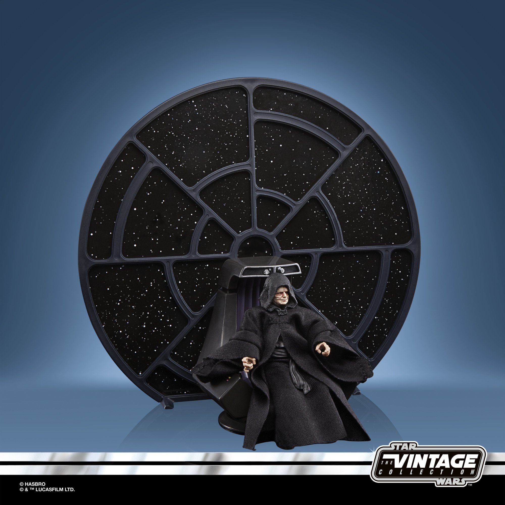 Hasbro Kenner The Vintage Collection Star Wars Emperor’s Throne Room Palpatine (SDCC 2021) 3.75-inch-scale Figure ฮาสโบร สตาร์ วอร์ส หุ่นโมเดลฟิกเกอร์ พัลพาทีน(พร้อมบัลลังก์ และหน้าต่างแบล็คกราวน์) ขนาด 3.75 นิ้ว ลิขสิทธิ์แท้