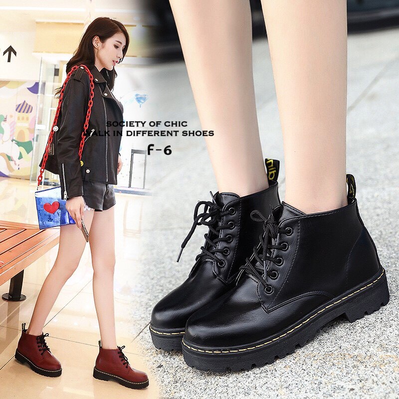 รองเท้าผ้าใบหุ้มข้อสไตล์ Dr.matens (สีเลือดหมู)