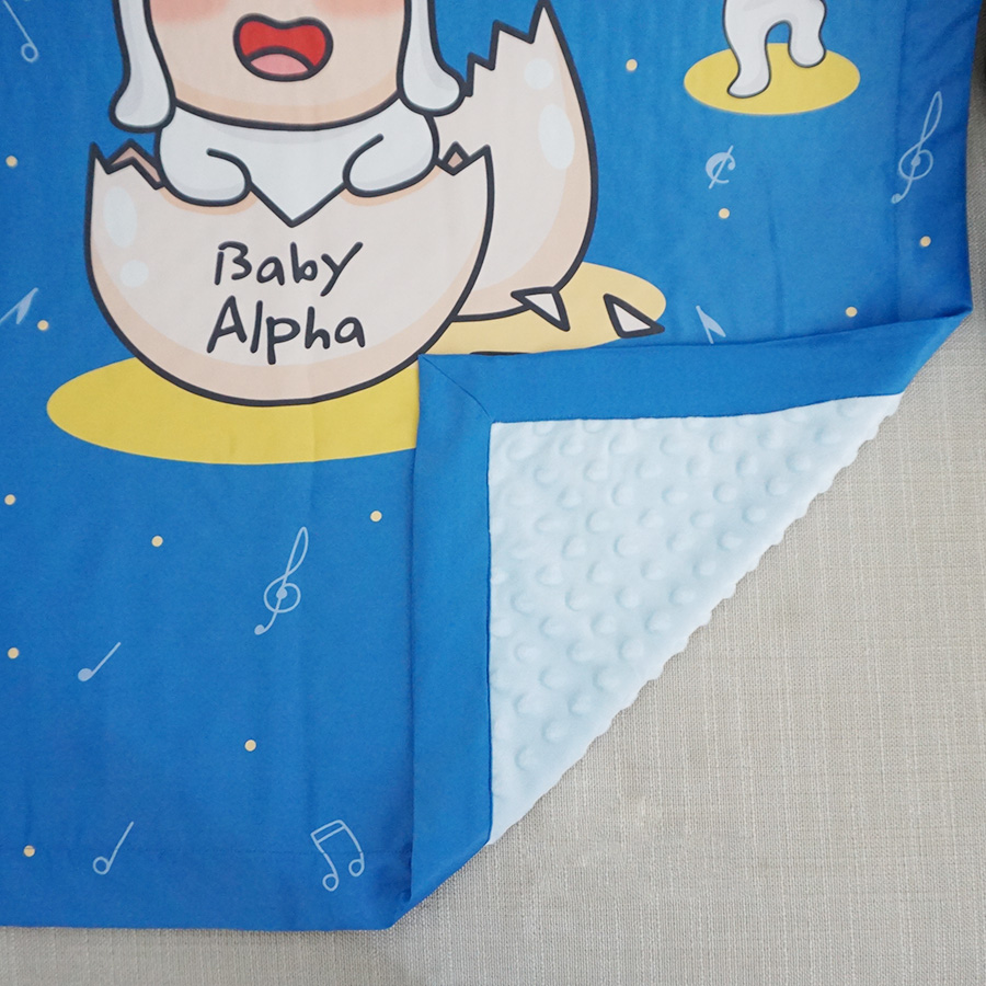 ผ้าห่มเด็ก ใส่ชื่อ ลายกุ๊กไก่ สีน้ำเงิน / Kook Kai - Navy