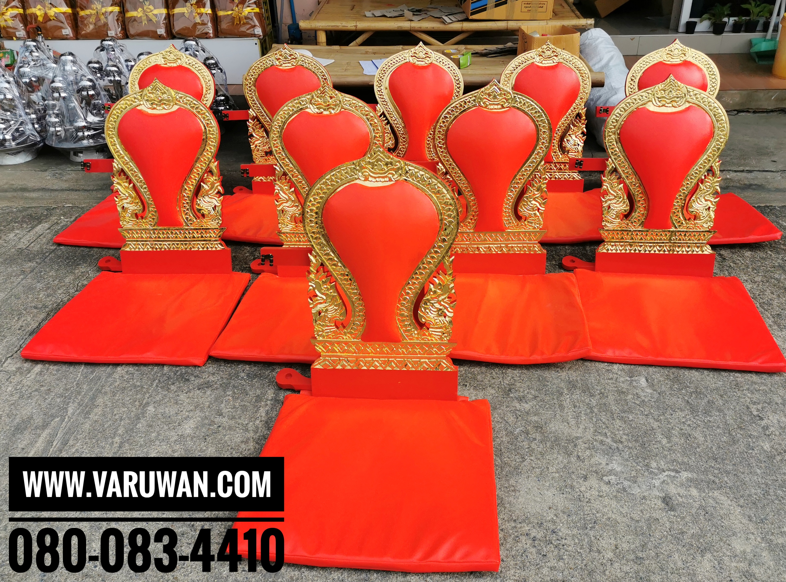 อาสนะพิง ลายพญานาค ไม้แท้