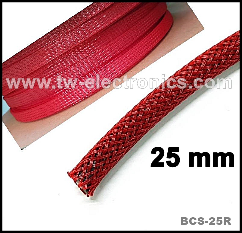 สายถัก 25 mm (สีแดง) / BCS-25R