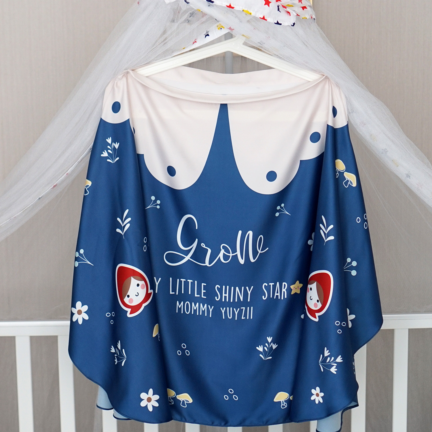 ผ้าคลุมให้นม สั่งทำใส่ชือ ลาย Little Red Riding Hood - Navy