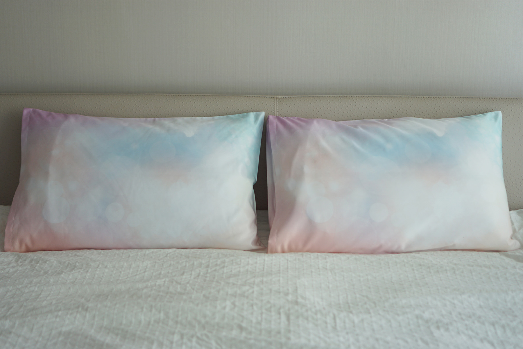 ปลอกหมอนหนุนคู่ พิมพ์ลายเต็มผืน Bokeh - Pastel