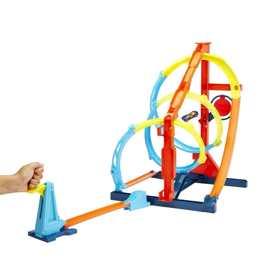 Hot Wheels Track Builder Unlimited Corkscrew Twist Kit ฮอตวีลแทร็กบิลเดอร์ ชุดรางเกลียวชนเป้า (HDX79) ลิขสิทธิ์แท้