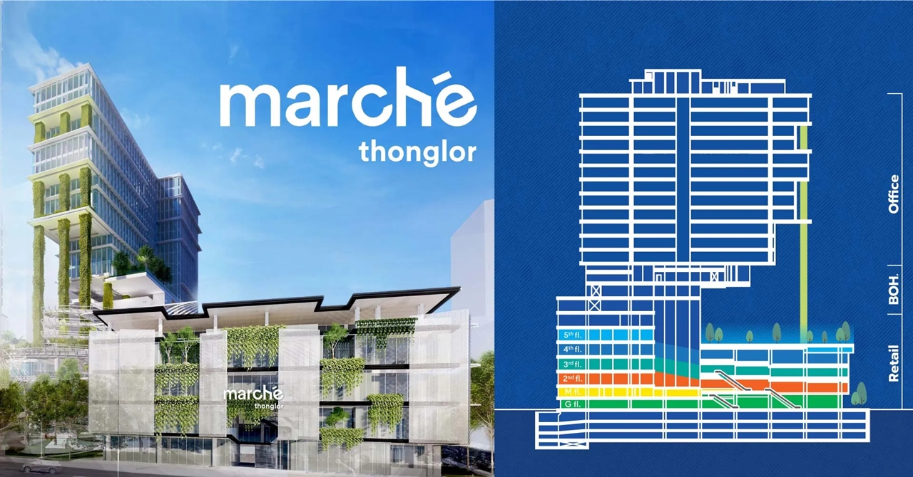 ทีเพลซ - มาร์เช่ ทองหล่อ (T PLACE - Marche' Thonglor) สำนักงานให้เช่าใจกลางทองหล่อ ซอยสุขุมวิท 55 กรุงเทพฯ ใกล้สถานีรถไฟฟ้า BTS ทองหล่อ 500 ม.