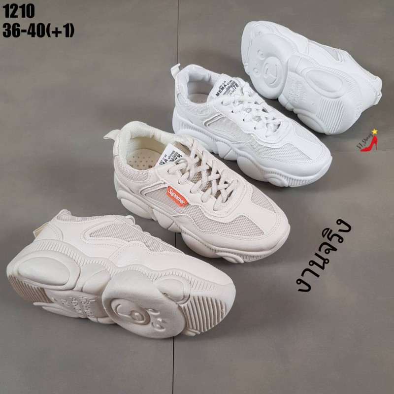 รองเท้าผ้าพื้นหมีทรงSport (สีครีม)