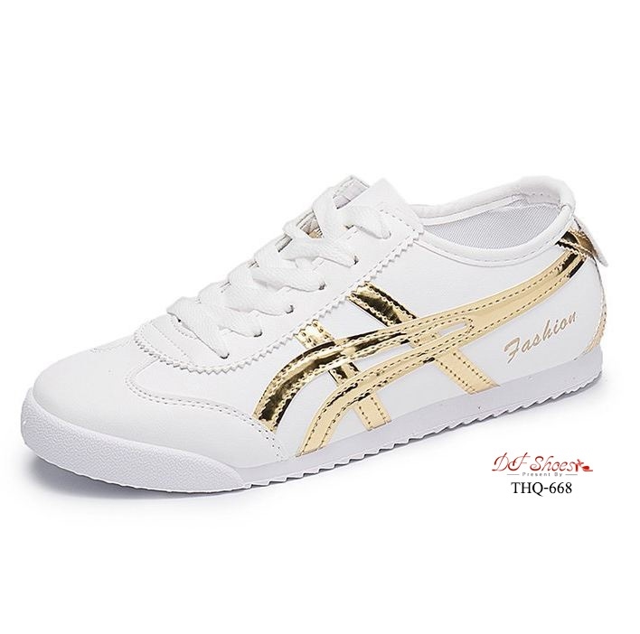 รองเท้าผ้าใบแต่งลาย Sport (สีทอง)