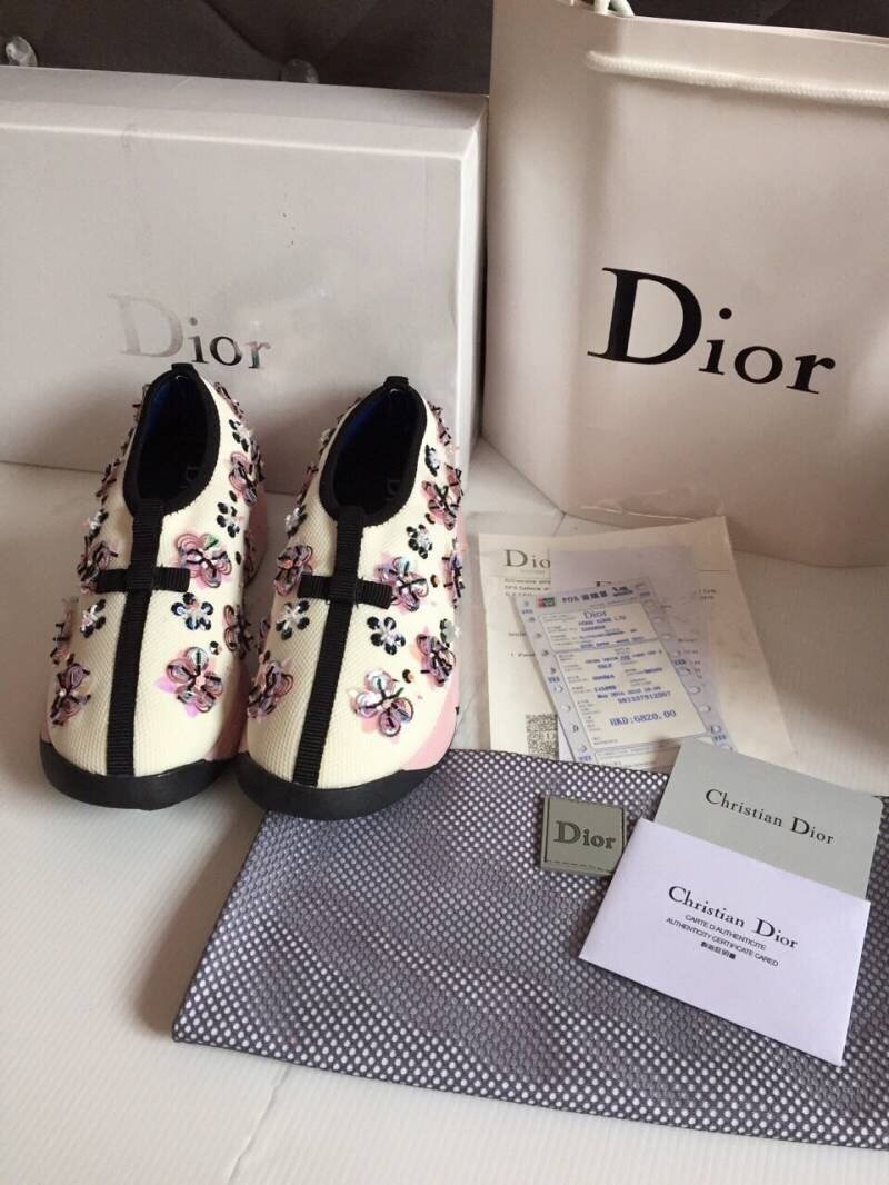 พร้อมส่ง : รองเท้าผ้าใบ Dior Fusion Sneakers (สีขาวดอกชมพู)