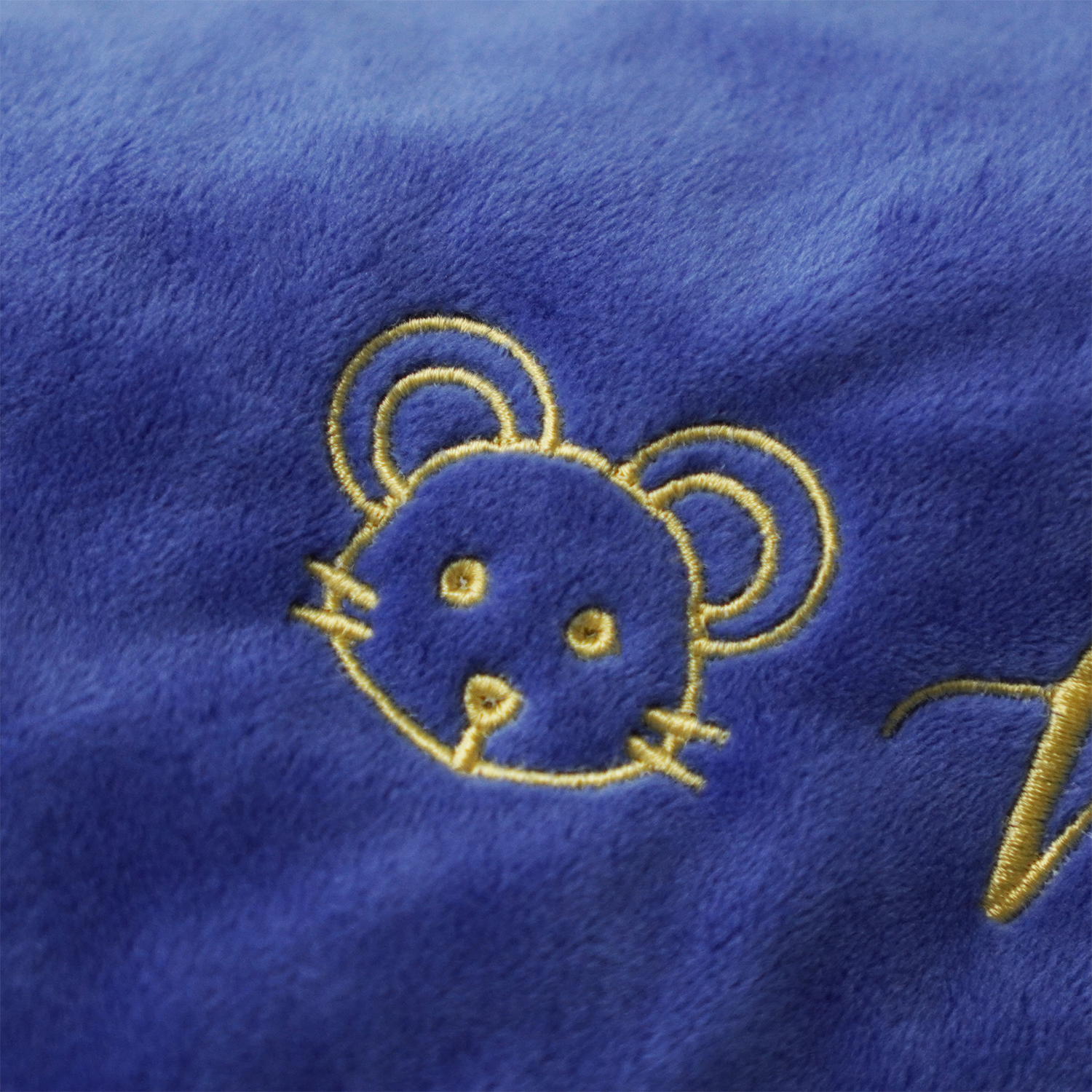 ผ้าห่ม Minky - สี Lemon-Navy 75x100cm แบบปักชื่อ+icon - Mouse