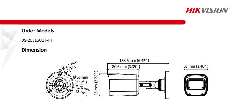 ขายถูก HIKVISION Turbo HD รุ่น DS-2CE16U1T-ITF ความละเอียด 8 ล้านพิกเซล