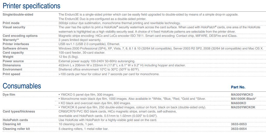 ขายถูก เครื่องพิมพ์บัตรพลาสติก Magicard รุ่น Enduro3E Single-Sided