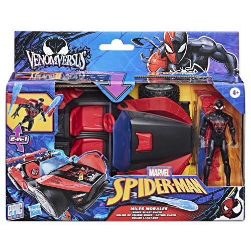 Hasbro Marvel Spider-Man VenomVersus Epic World of Action Miles Morales Remix Blast Racer ฮาสโบร มาร์เวล อเวนเจอร์ส หุ่นโมเดลฟิกเกอร์ สไปเดอร์แมน ไมล์ โมราเลส ขนาด 4 นิ้ว และ รถยนต์ ลิขสิทธิ์แท้