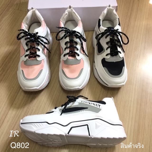 รองเท้าผ้าใบพียูเรืองแสงทรงSport (สีดำ)