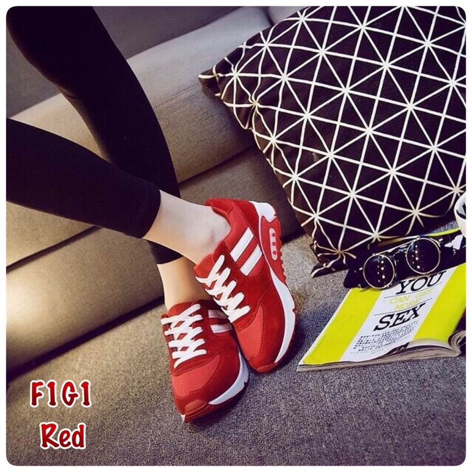 รองเท้าผ้าใบ Sport แต่งแถบ (สีดำ)
