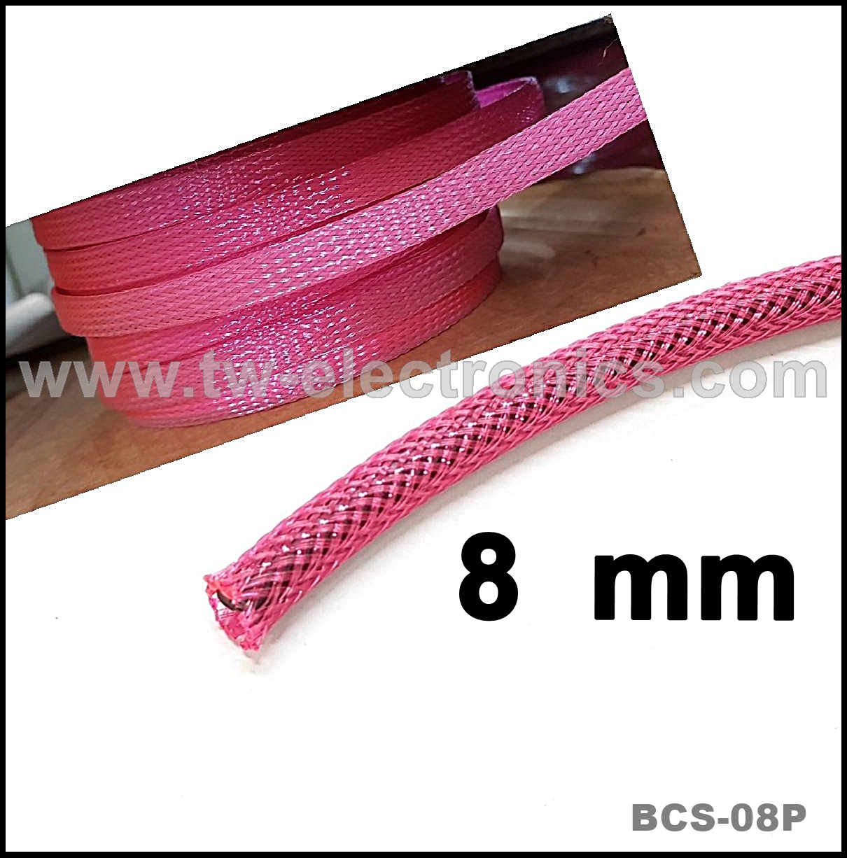สายถัก 8 mm (สีชมพู) / BCS-08P