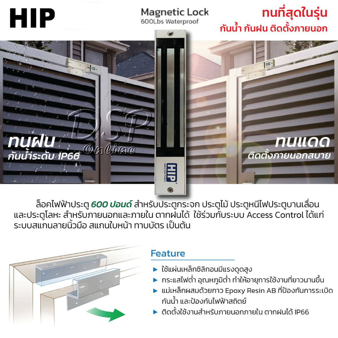 ขายถูก HIP ชุดกลอนแม่เหล็กไฟฟ้า รุ่น Magnetic Lock 600Lbs