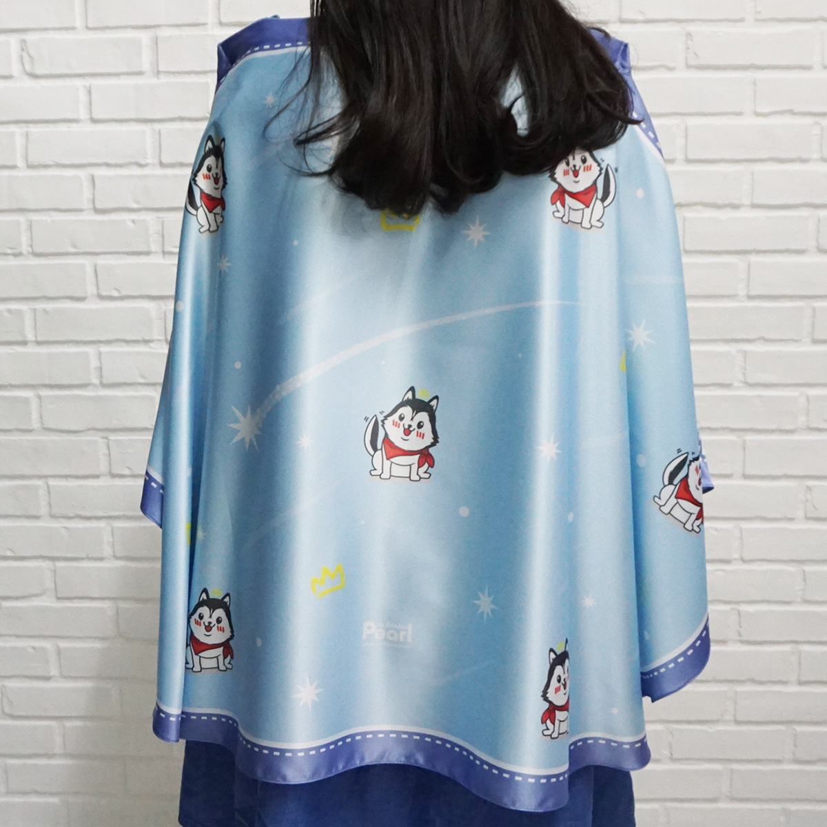 ผ้าคลุมให้นม สั่งทำใส่ชือ ลาย Siberian Husky - Blue