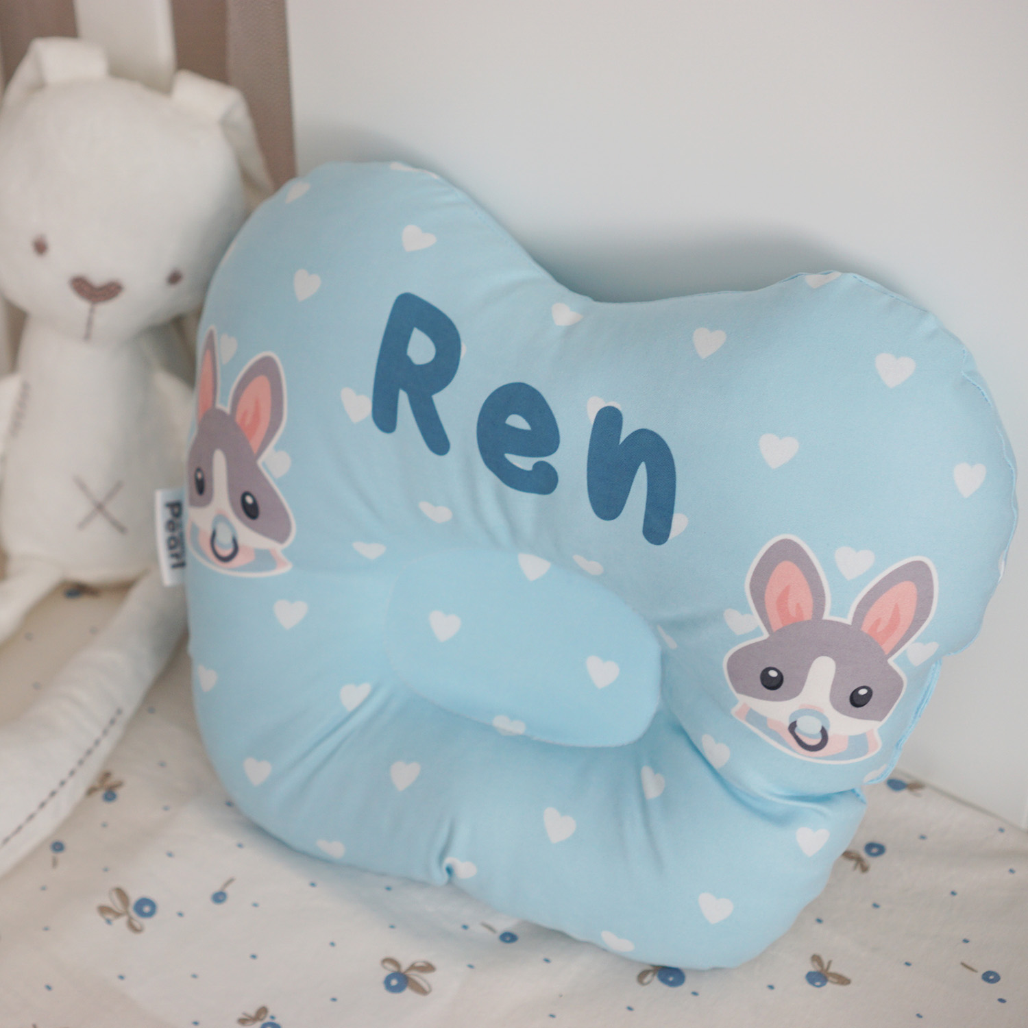 ชุดของขวัญเด็กแรกเกิด หมอนหลุม + ผ้าคลุมให้นม ลาย Rabbit - Blue&Pink (หมอนหลุม 2 ใบ สำหรับแฝด)